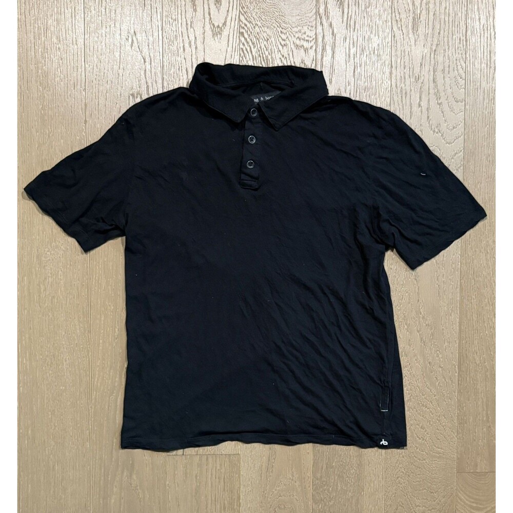 Rag & Bone Black Lightweight Cotton Jersey Polo – Men’s Size